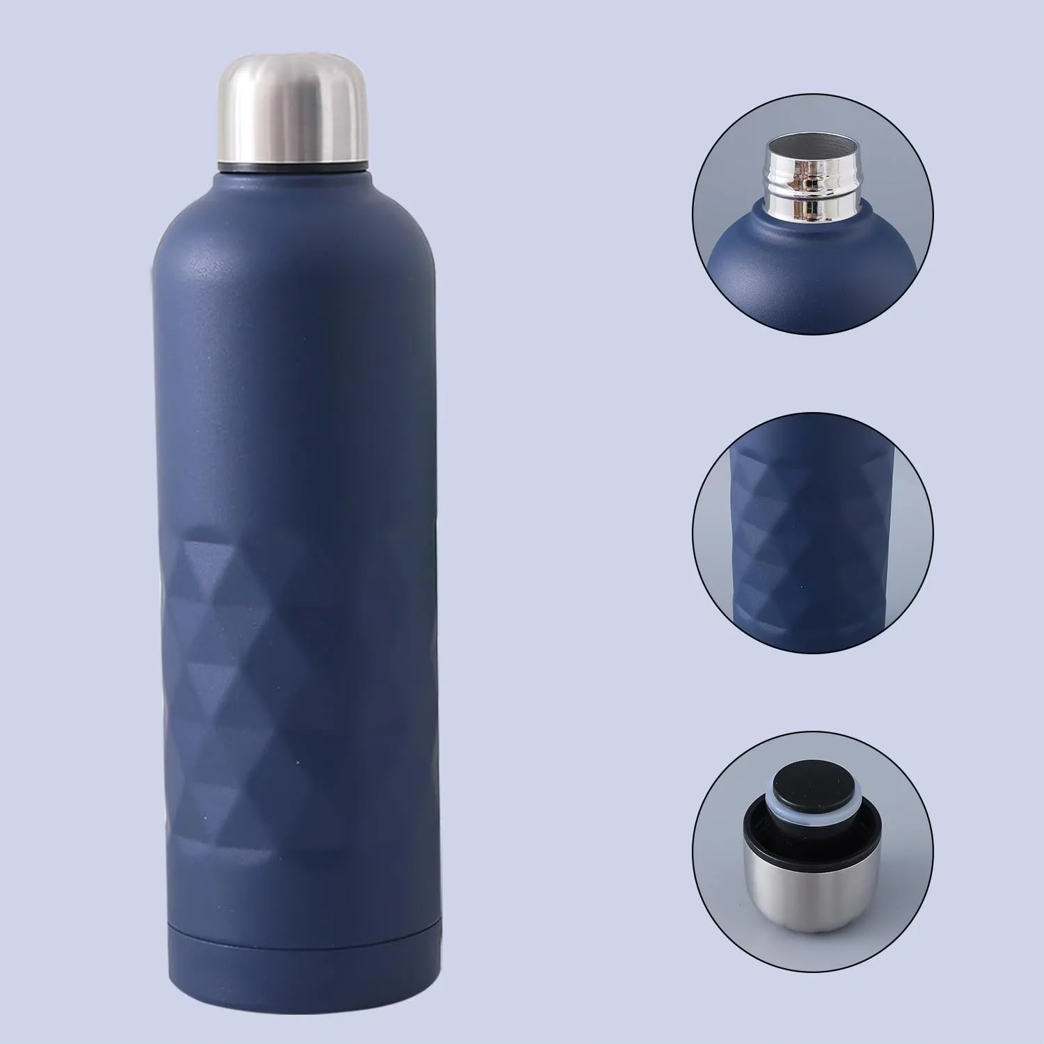 Homestic Vacuum Insulated Water Bottle | Stainless Steel Water Bottle | Hot & Cold Water Bottle | Leakproof, BPA Free, Rustproof | 750 ML | Dark Blue