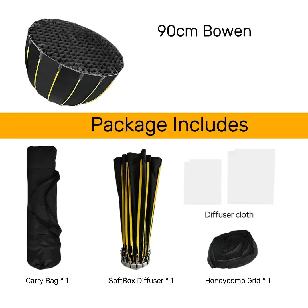 Hridz 90cm Bowens Parabolic Softbox Diffuser with Honeycomb grid For Video Lights BM-H90