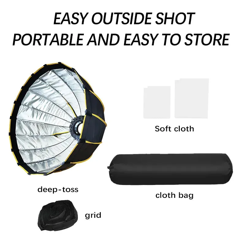 Hridz 90cm Bowens Parabolic Softbox Diffuser with Honeycomb grid For Video Lights BM-H90