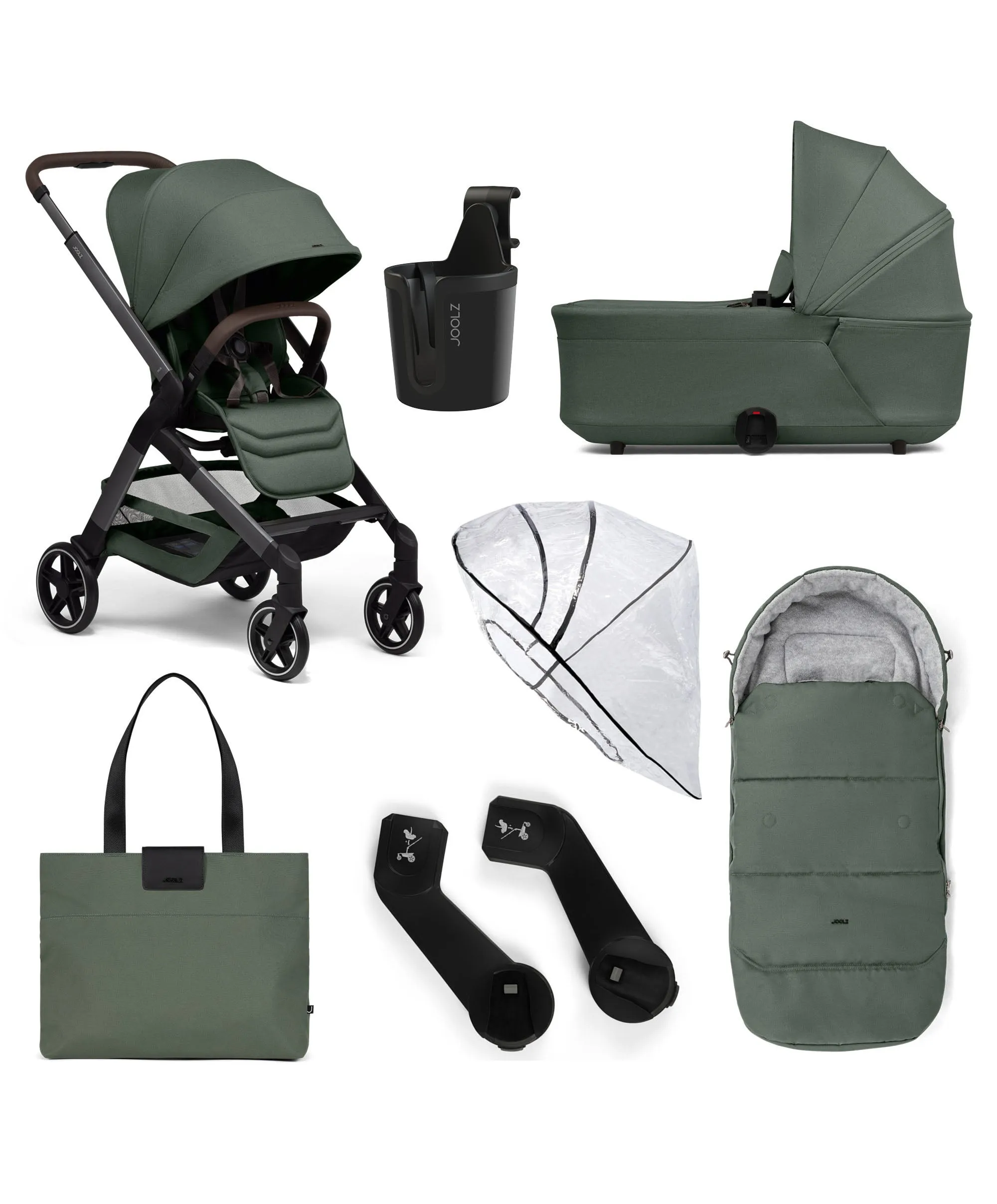 Joolz Hub² Pushchair Bundle with Carrycot (6 Piece) - Forest Green