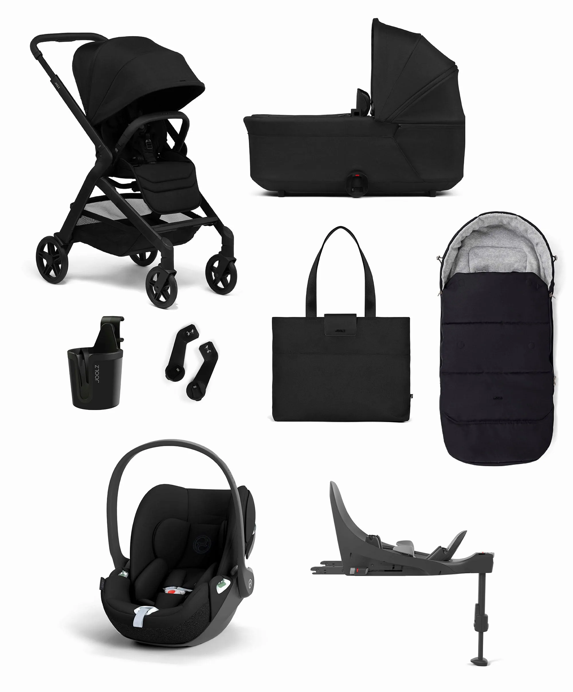 Joolz Hub² Pushchair Bundle with Cybex Cloud T Car Seat & Base (8 Piece) – Space Black