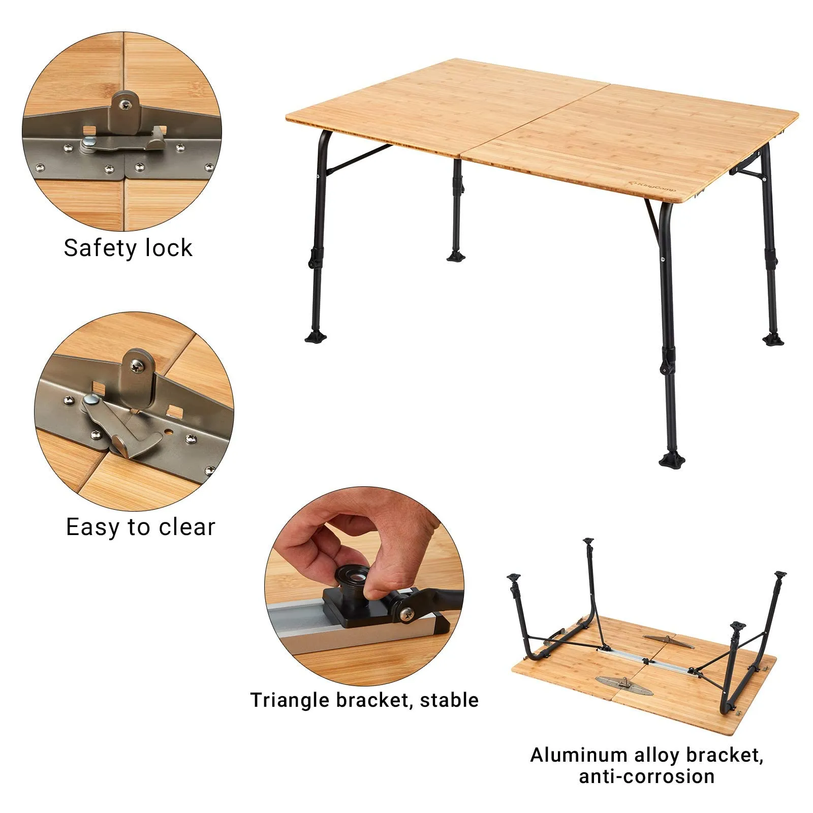 KingCamp Bamboo 4-6 People Folding Table