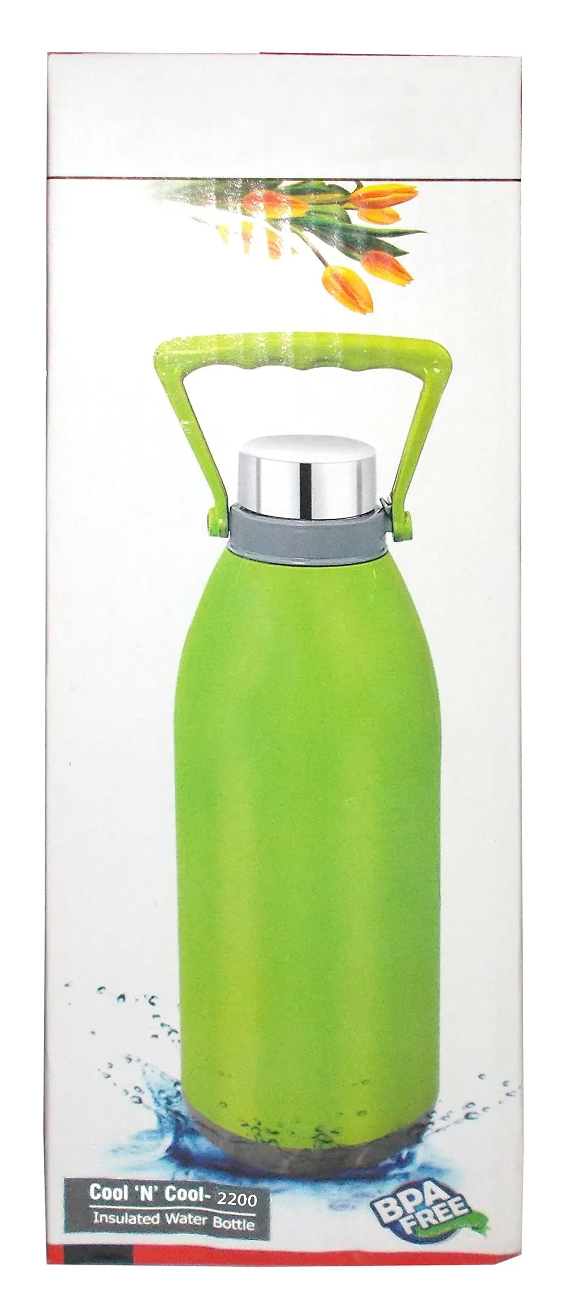 Kotak Sales Cool N Cool 2200ML Double Walled Insulated Water Bottle with Handle Unbreakable Design 2.2 Liter 100% Food Grade BPA Free Best Birthday Party Return Gift (Qty 6 Pcs)