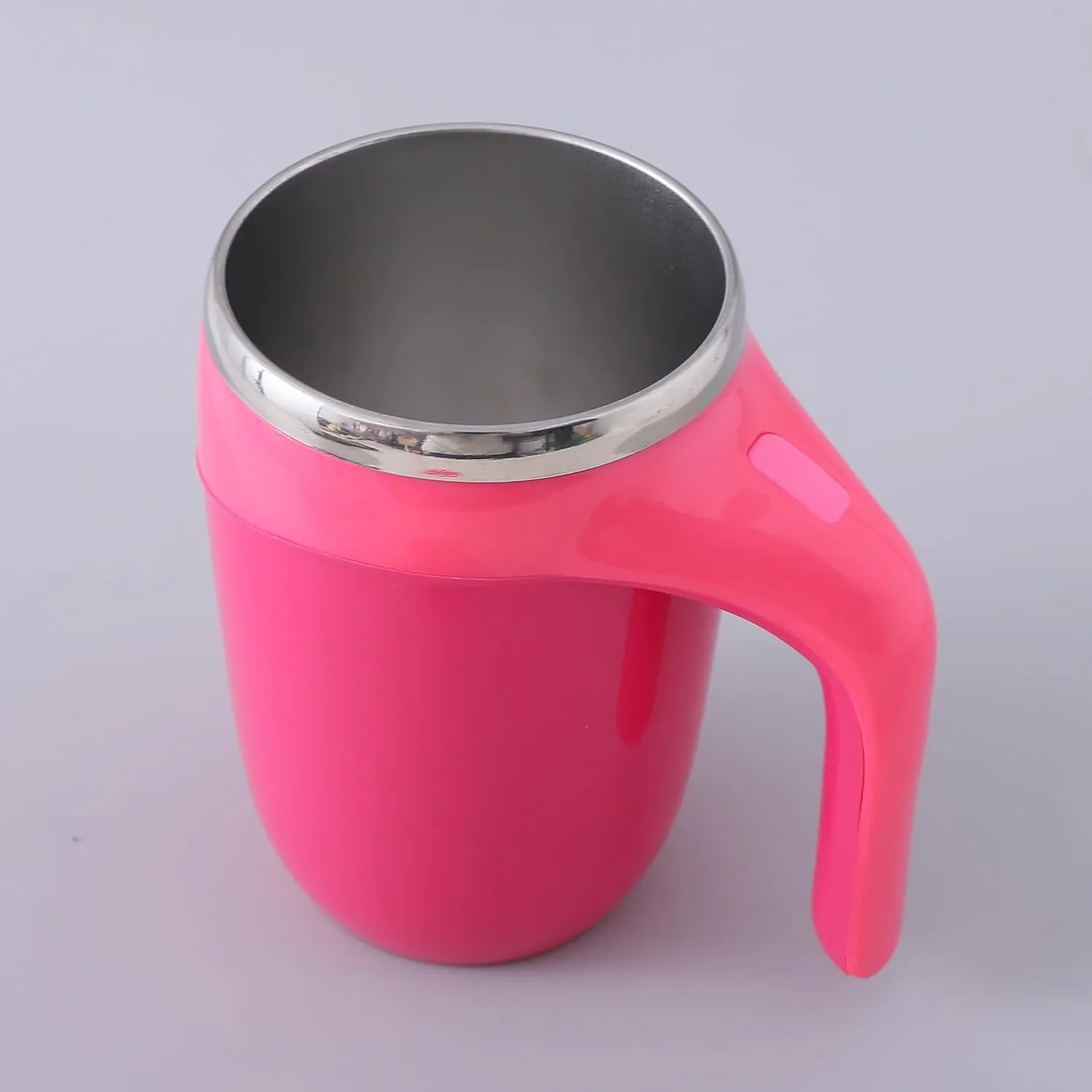 Kuber Industries Anti-Fall Insulated Coffee Tumbler |Suction Bottom | Leak-Proof Stainless Steel Mug|with Lid and Handle | 500 ML | Pink