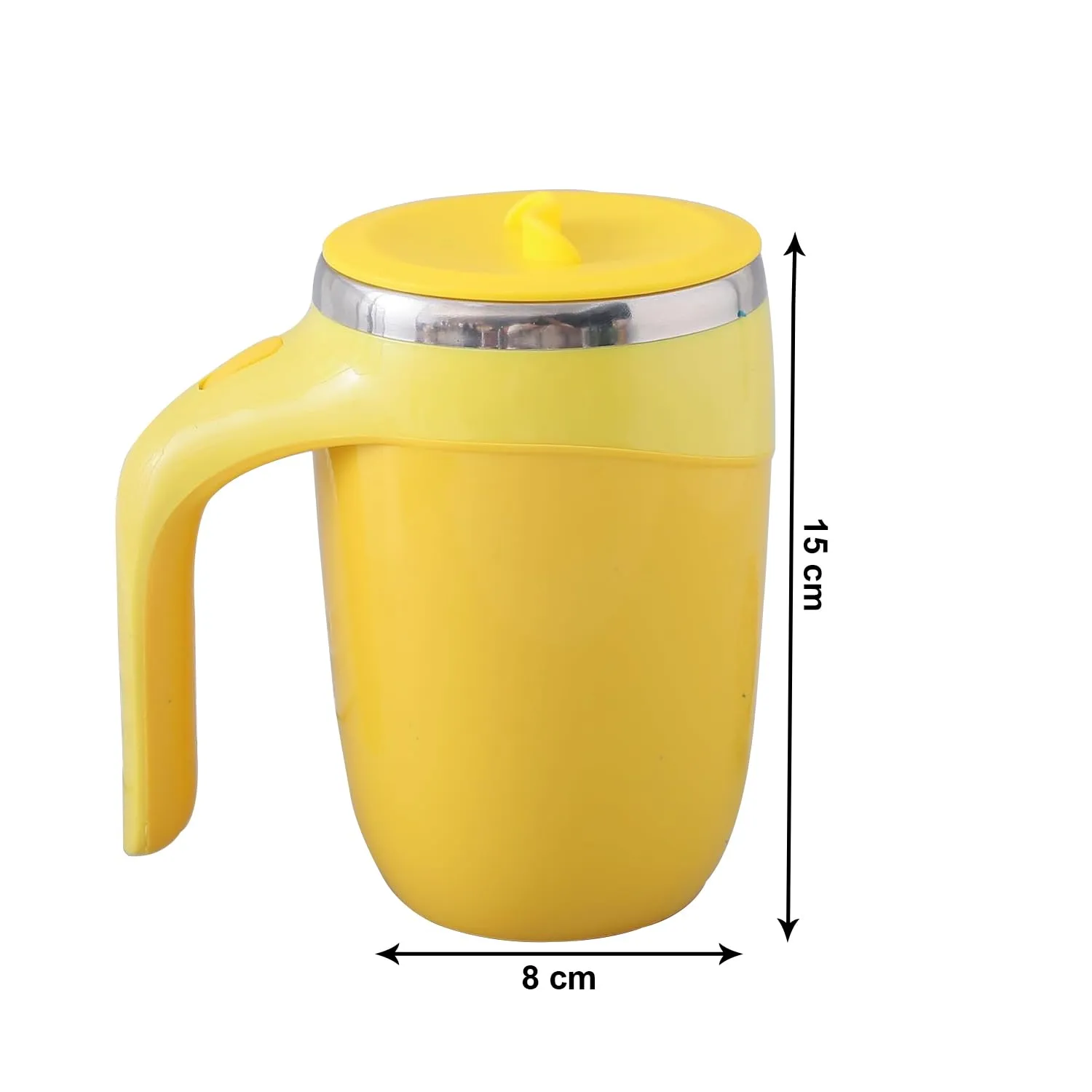 Kuber Industries Pack of 2 Anti-Fall Insulated Coffee Mug with Suction Bottom | Leak-Proof Stainless Steel Tumbler | Coffee Mug with Lid and Handle | 500 ML | Yellow