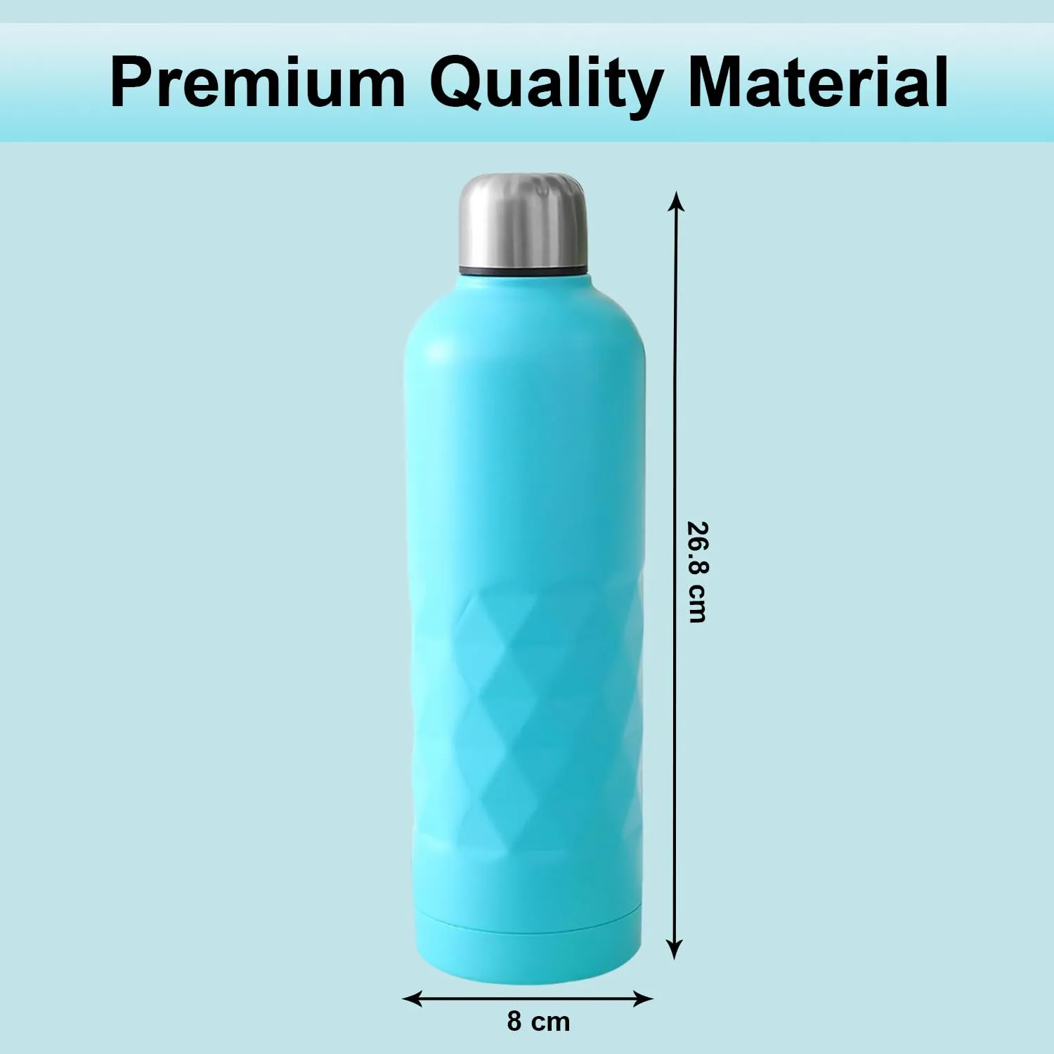 Kuber Industries Pack of 2 Vacuum Insulated Water Bottle | Stainless Steel Water Bottle | Hot & Cold Water Bottle | Leakproof, BPA Free, Rustproof | 750 ML | Light Blue