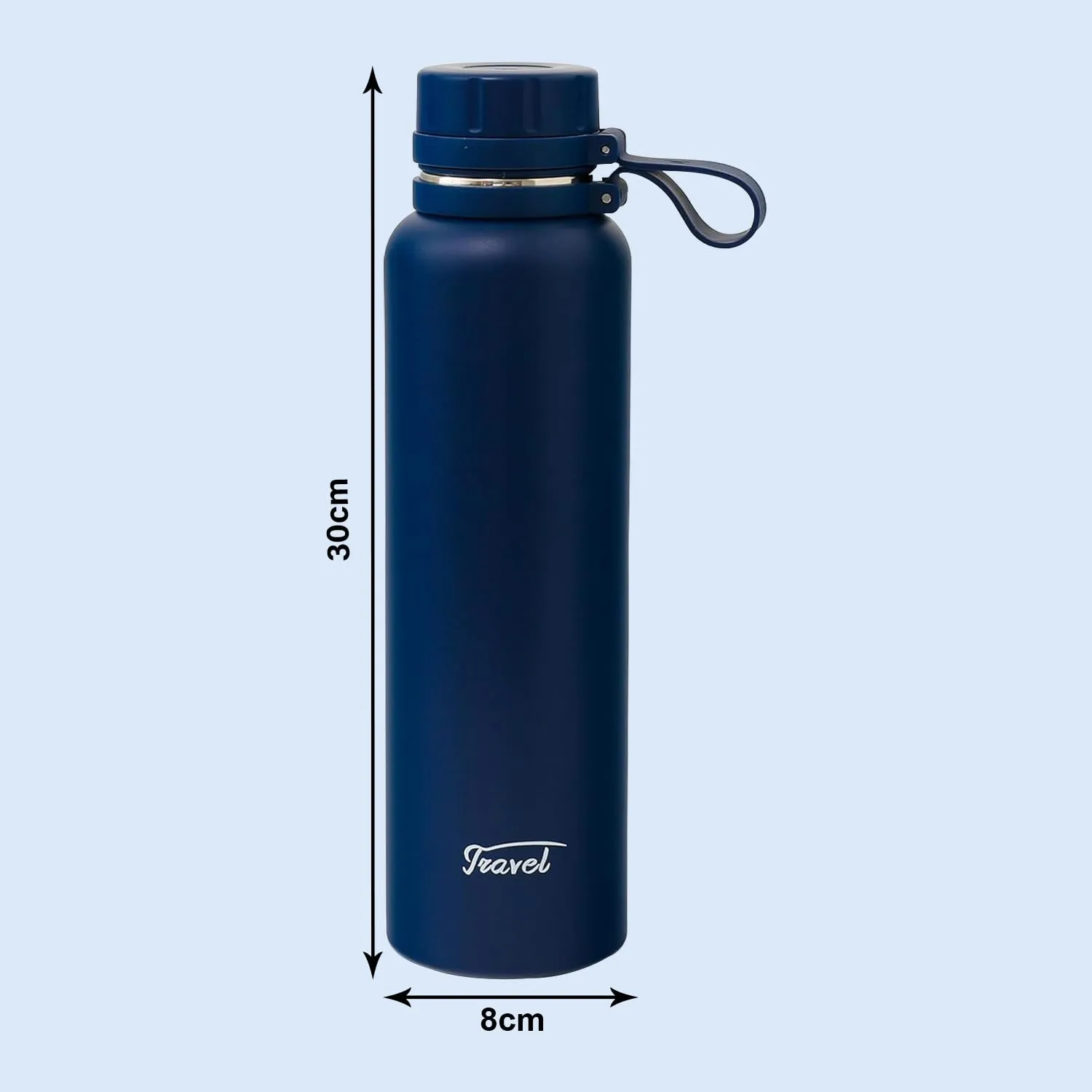 Kuber Industries Pack of 4 Vacuum Insulated Water Bottle | Stainless Steel Water Bottle | Hot & Cold Water Bottle | Leakproof, BPA Free, Rustproof | 1100 ML | Navy Blue