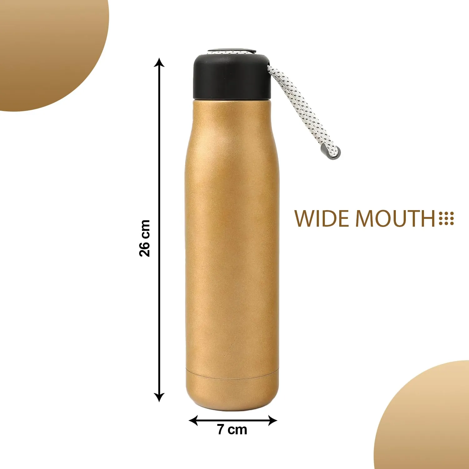 Kuber Industries Pack of 4 Vacuum Insulated Water Bottle | Stainless Steel Water Bottle | Hot & Cold Water Bottle | Leakproof, BPA Free, Rustproof | 550 ML | Brown