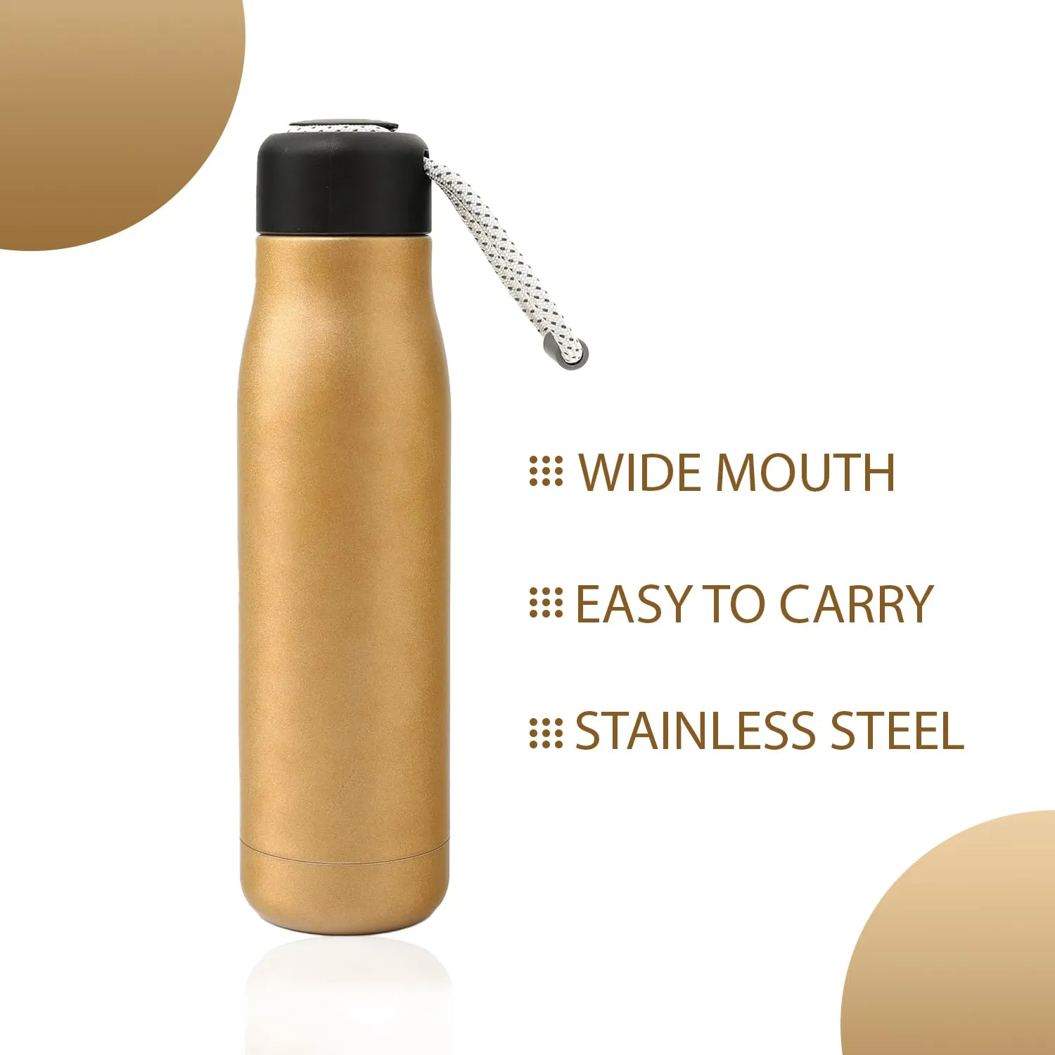 Kuber Industries Pack of 4 Vacuum Insulated Water Bottle | Stainless Steel Water Bottle | Hot & Cold Water Bottle | Leakproof, BPA Free, Rustproof | 550 ML | Brown