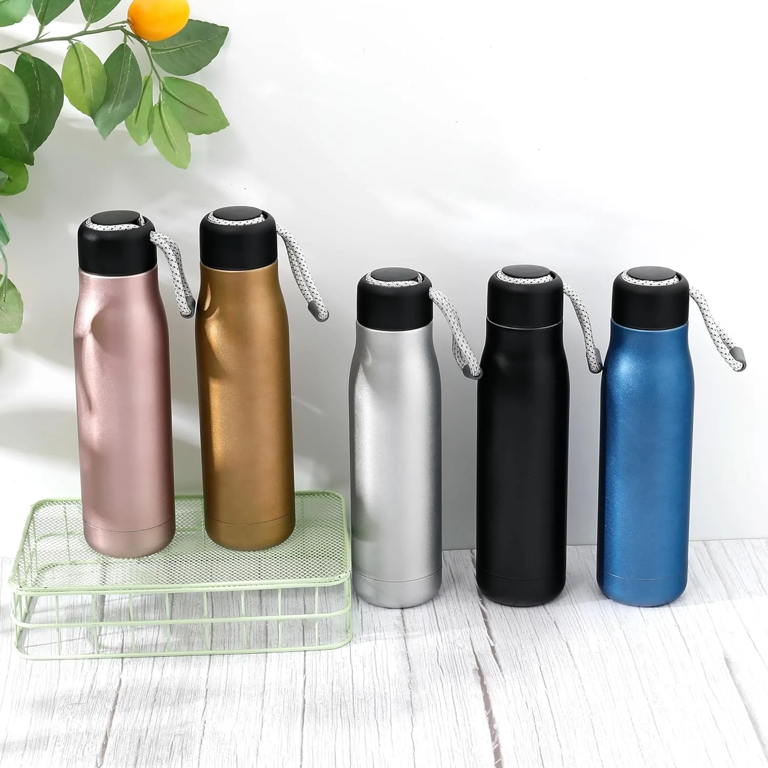 Kuber Industries Pack of 4 Vacuum Insulated Water Bottle | Stainless Steel Water Bottle | Hot & Cold Water Bottle | Leakproof, BPA Free, Rustproof | 550 ML | Brown