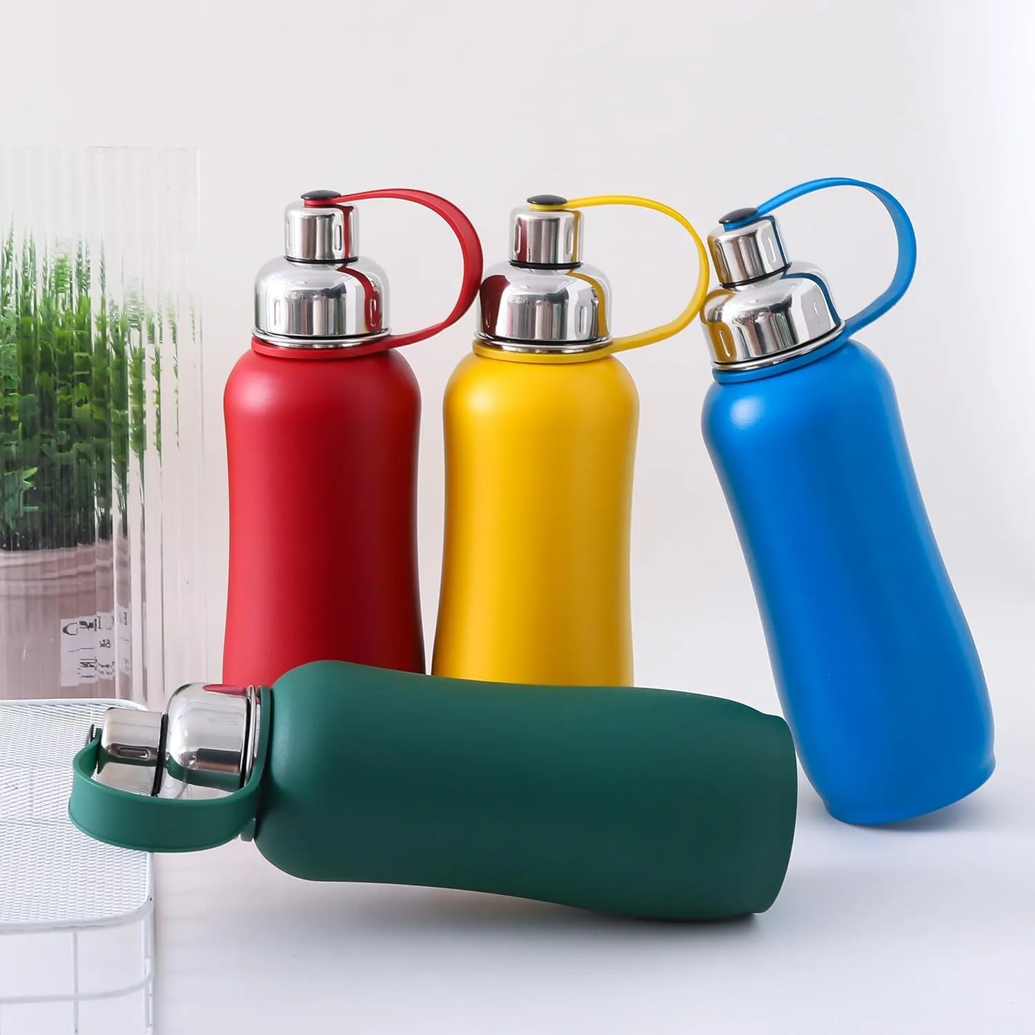 Kuber Industries Pack of 5 Vacuum Insulated Water Bottle| Stainless Steel Sipper Water Bottle | Hot & Cold Water Bottle | Leakproof, BPA Free, Rustproof | 750 ML | Red