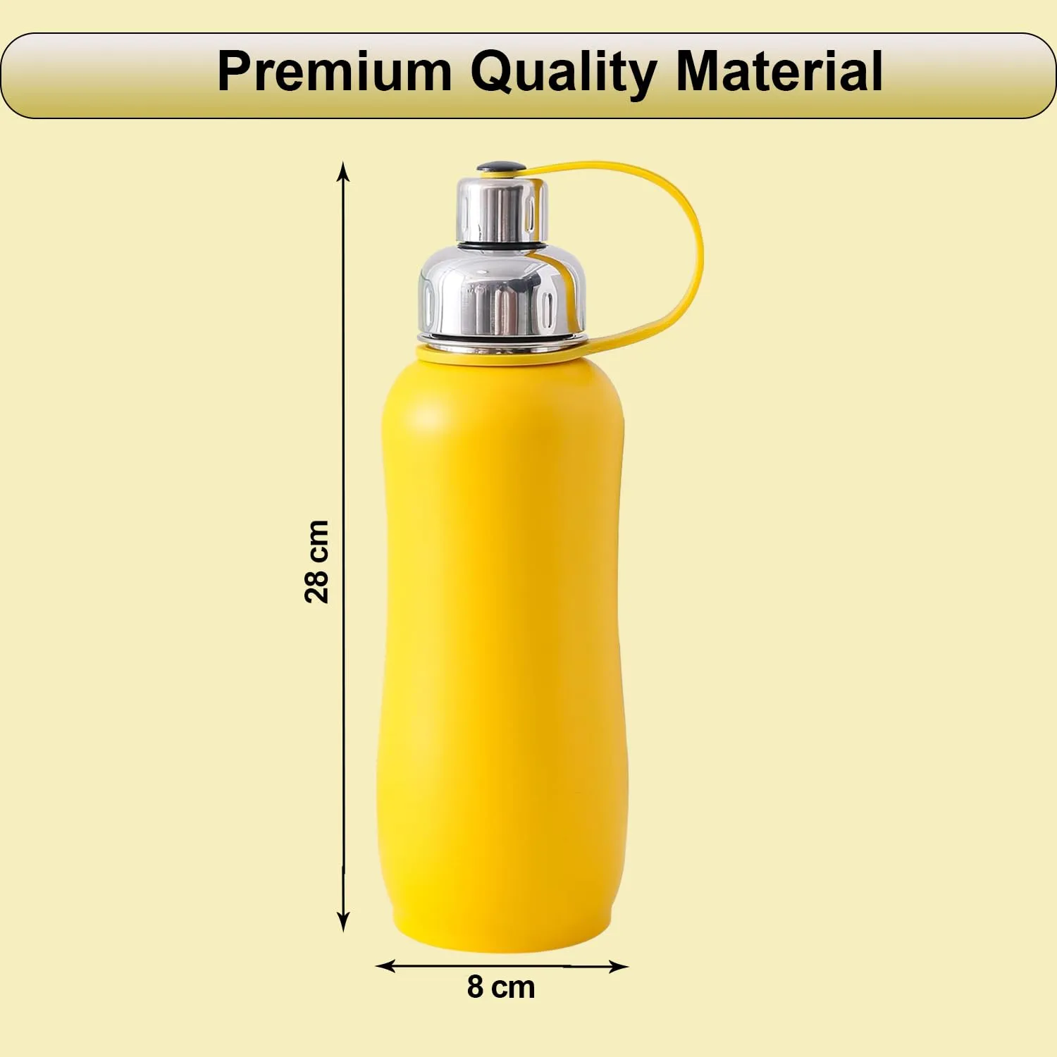 Kuber Industries Pack of 5 Vacuum Insulated Water Bottle| Stainless Steel Sipper Water Bottle | Hot & Cold Water Bottle | Leakproof, BPA Free, Rustproof | 750 ML | Yellow