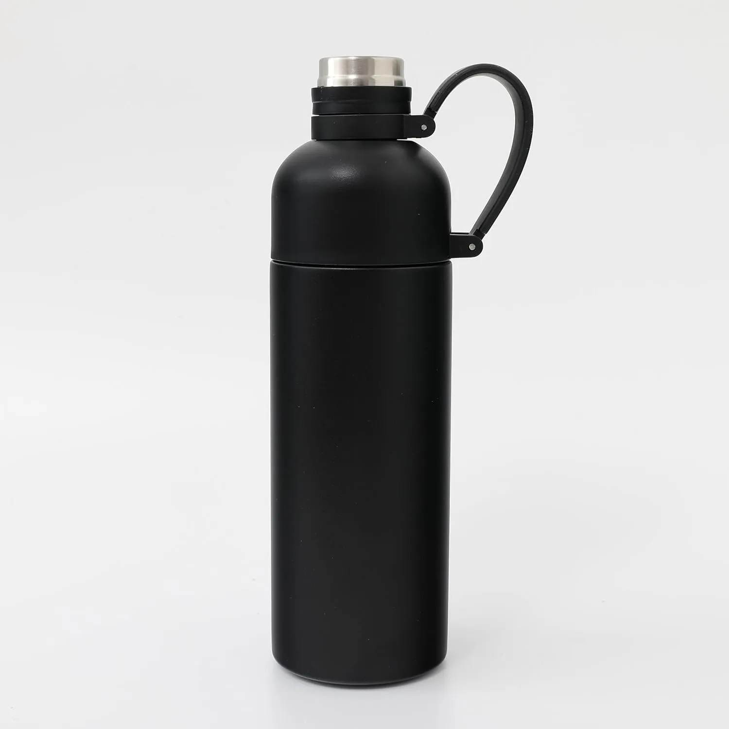 Kuber Industries Pack of 6 Vacuum Insulated Water Bottle | Stainless Steel Sipper Bottle with Handle | Hot & Cold Water Bottle | Leakproof, BPA Free, Rustproof | 500 ML | Black