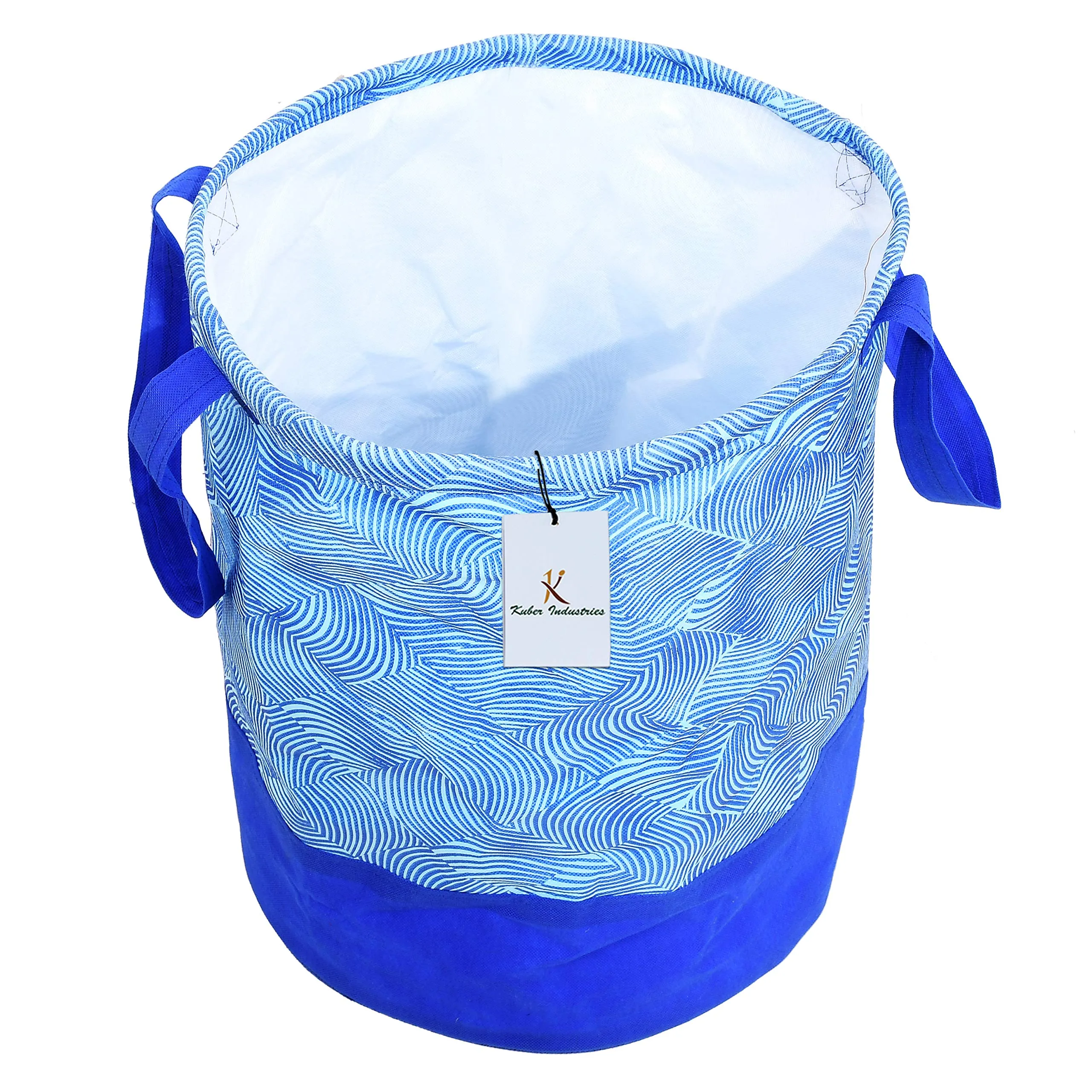 Kuber Industries Printed 2 Pieces Waterproof Canvas Laundry Bag, Toy Storage, Laundry Basket Organizer 45 L (Brown & Blue) CTKTC034634