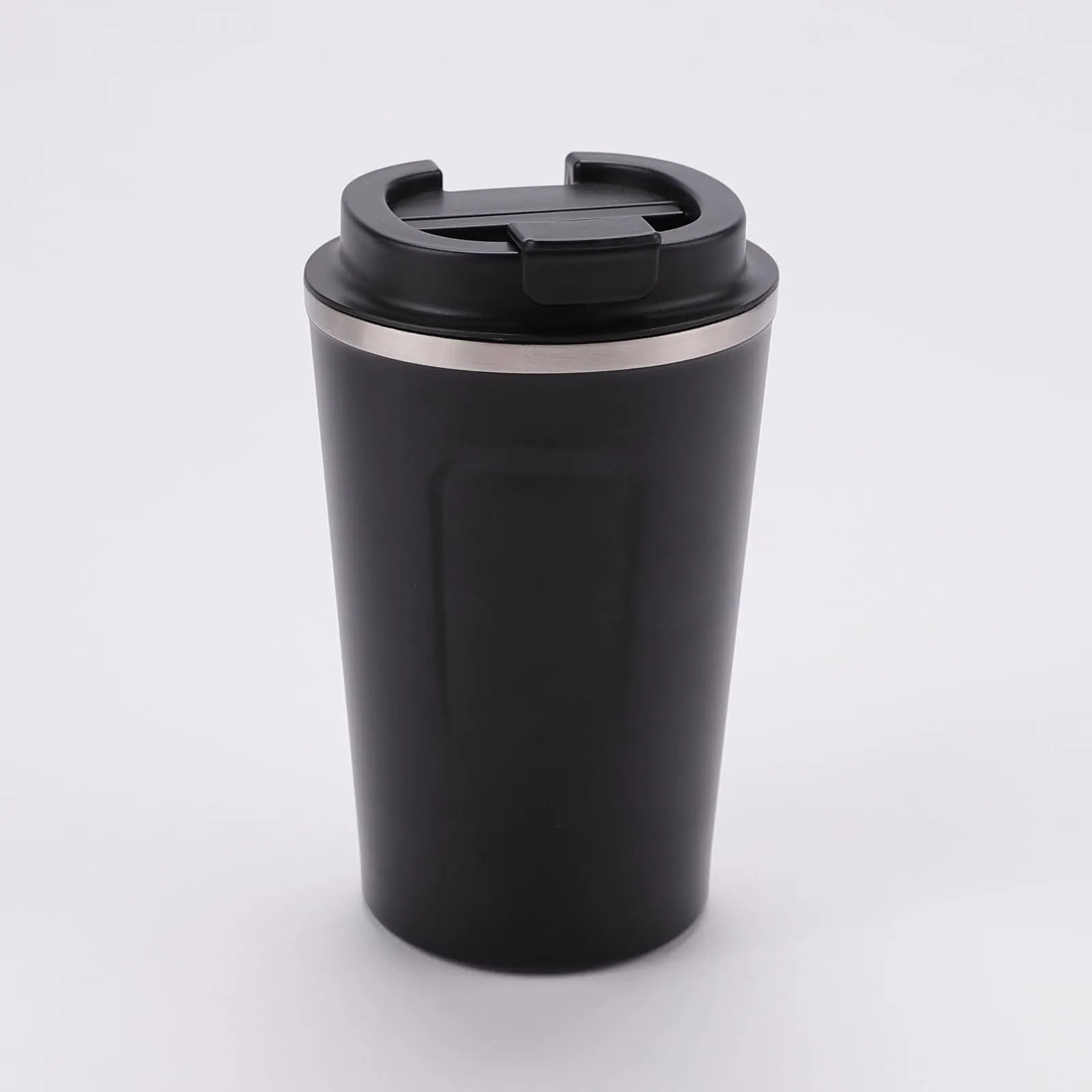 Kuber Industries Stainless Steel Insulated Coffee Cup with Sipper Mouth|Travel Coffee Mug 380 ML|Black|