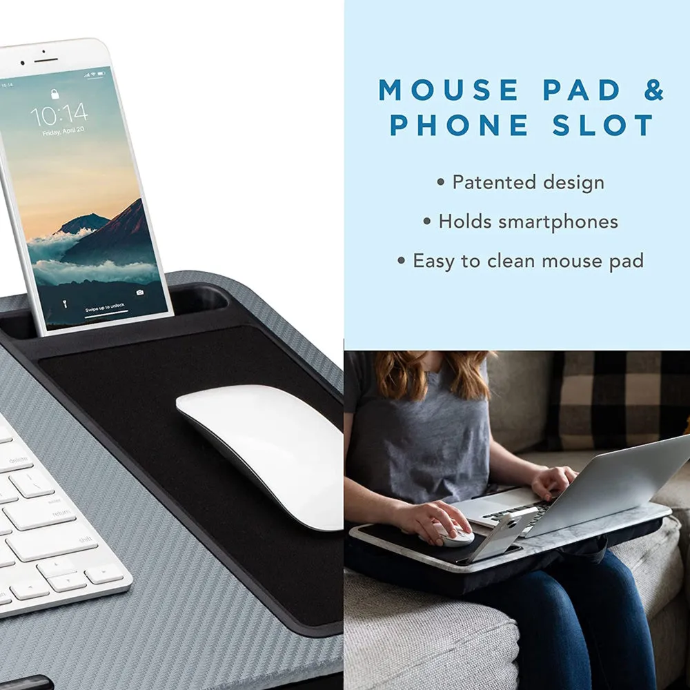 Lightweight MDF Lap Desk with Cushion, Mouse Pad, Media Slot - EKKIO