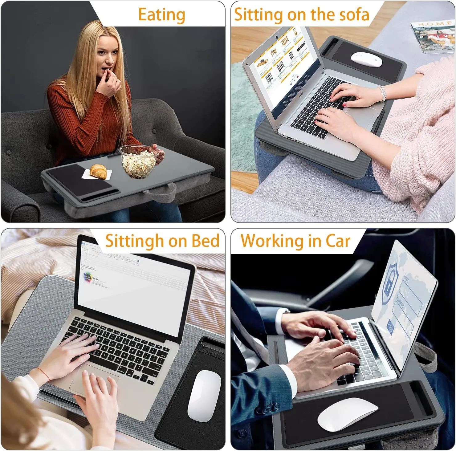 Lightweight Portable Laptop Desk w/Mouse Pad, Phone Holder, LED