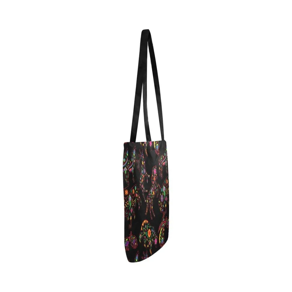 Neon Floral Animals Reusable Shopping Bag (Two sides)