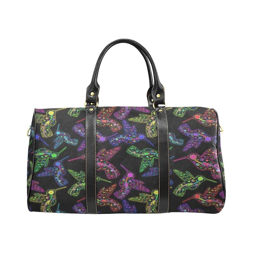 Neon Floral Hummingbirds Waterproof Travel Bag/Small