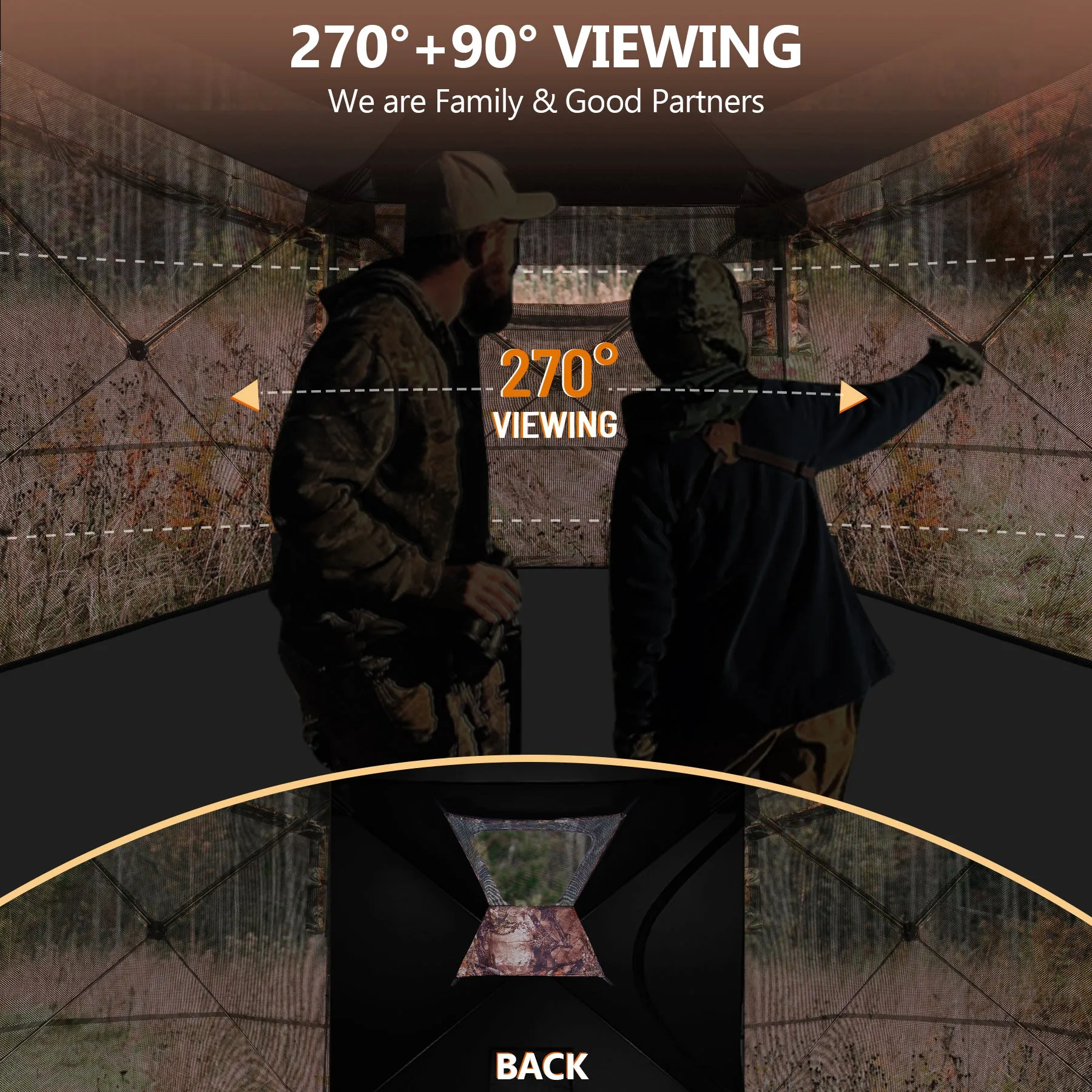 New View Hunting Pop-up Style 270° See Through Hunting Ground Blind for 2-3 People