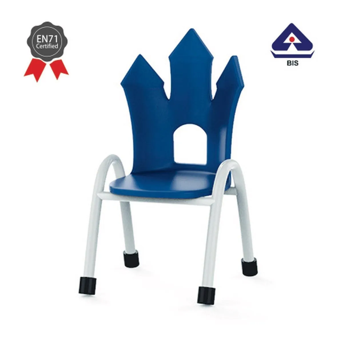 Ok Play Castle Chair, Study Chair, Sturdy And Durable Chair, Plastic Chair, Perfect For Home, Creches And School, Blue, 2 to 4 Years, Height 8 Inches