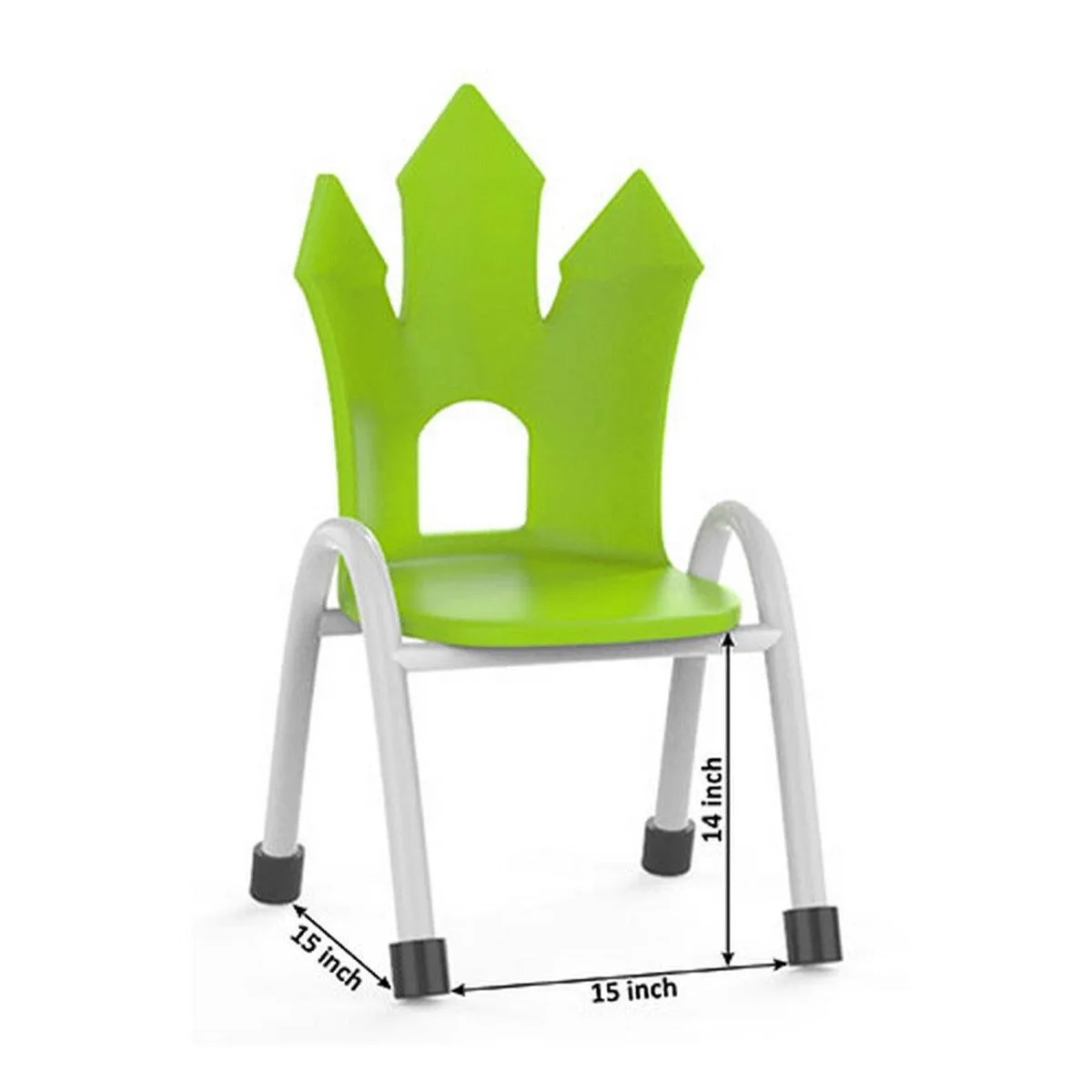 Ok Play Castle Chair, Study Chair, Sturdy And Durable Chair, Plastic Chair, Perfect For Home, Creches And School, Green, 5 to 10 Years, Height 14 Inches