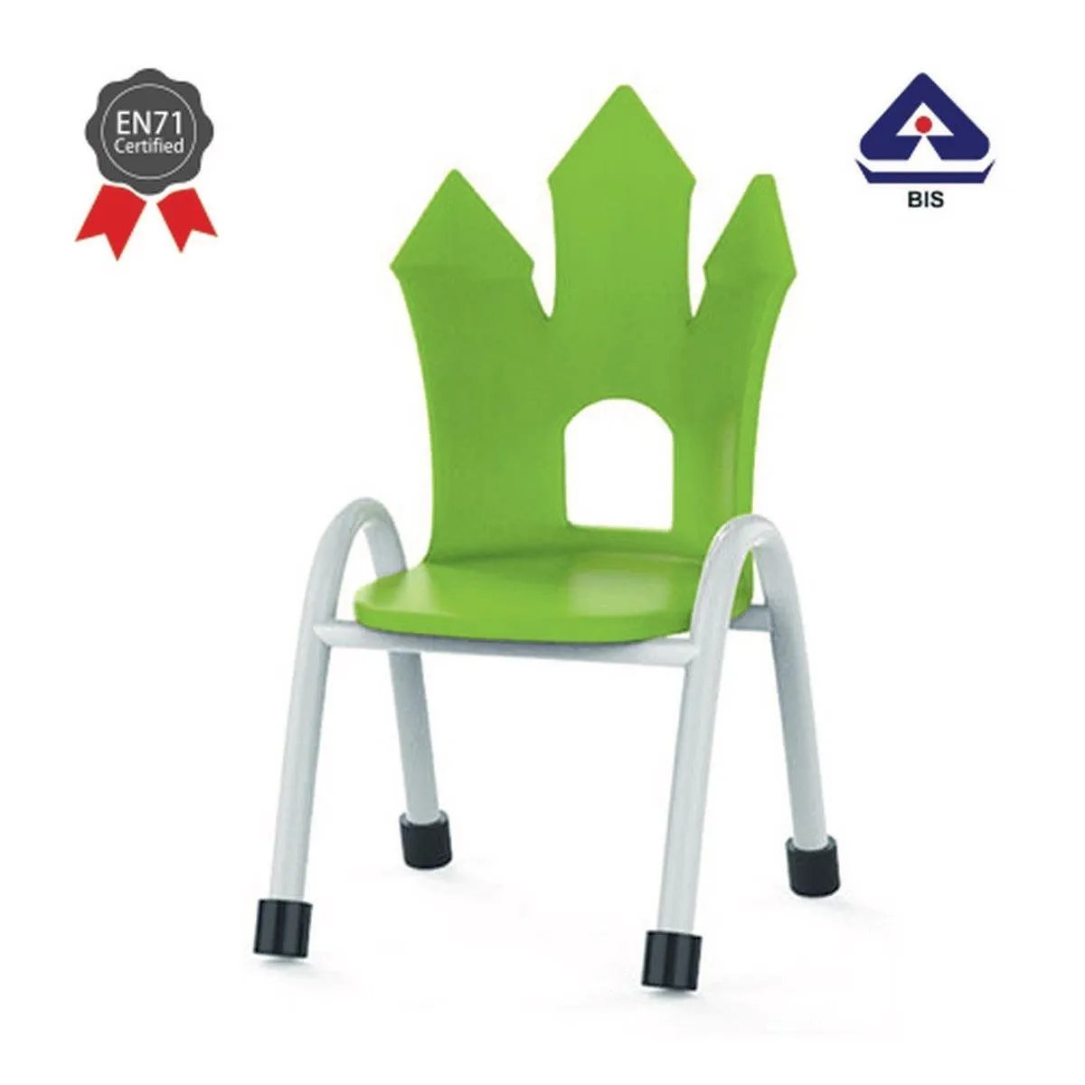 Ok Play Castle Chair, Study Chair, Sturdy And Durable Chair, Plastic Chair, Perfect For Home, Creches And School, Green, 5 to 10 Years, Height 14 Inches