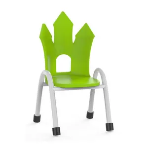 Ok Play Castle Chair, Study Chair, Sturdy And Durable Chair, Plastic Chair, Perfect For Home, Creches And School, Green, 5 to 10 Years, Height 14 Inches