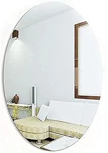 paymana Self-Adhesive Oval Mirror Decal for Walls and Tiles Bathroom Sink Mirrors: Bedroom Living Room Stickers for Bathroom Walls with an Indestructible Plastic Mirror