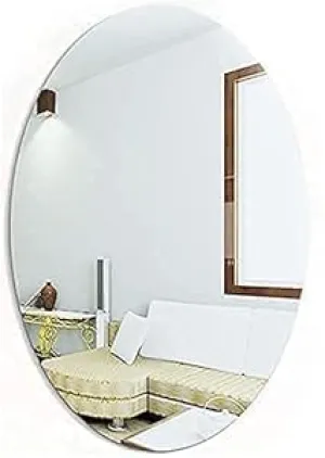 paymana Self-Adhesive Oval Mirror Decal for Walls and Tiles Bathroom Sink Mirrors: Bedroom Living Room Stickers for Bathroom Walls with an Indestructible Plastic Mirror