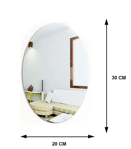 paymana Self-Adhesive Oval Mirror Decal for Walls and Tiles Bathroom Sink Mirrors: Bedroom Living Room Stickers for Bathroom Walls with an Indestructible Plastic Mirror