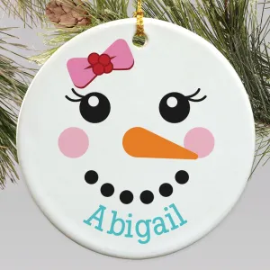 Personalized Berry Bow Snowman Ornament