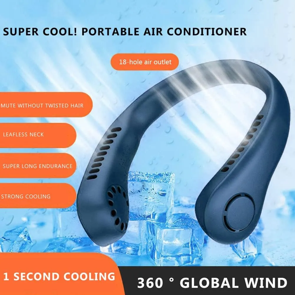 Portable Neck Fan, Hands Free Bladeless Fan, Battery Operated Personal Fan, Leafless, Rechargeable, Headphone Design, USB Desk Fan,3 Speeds USB Fan