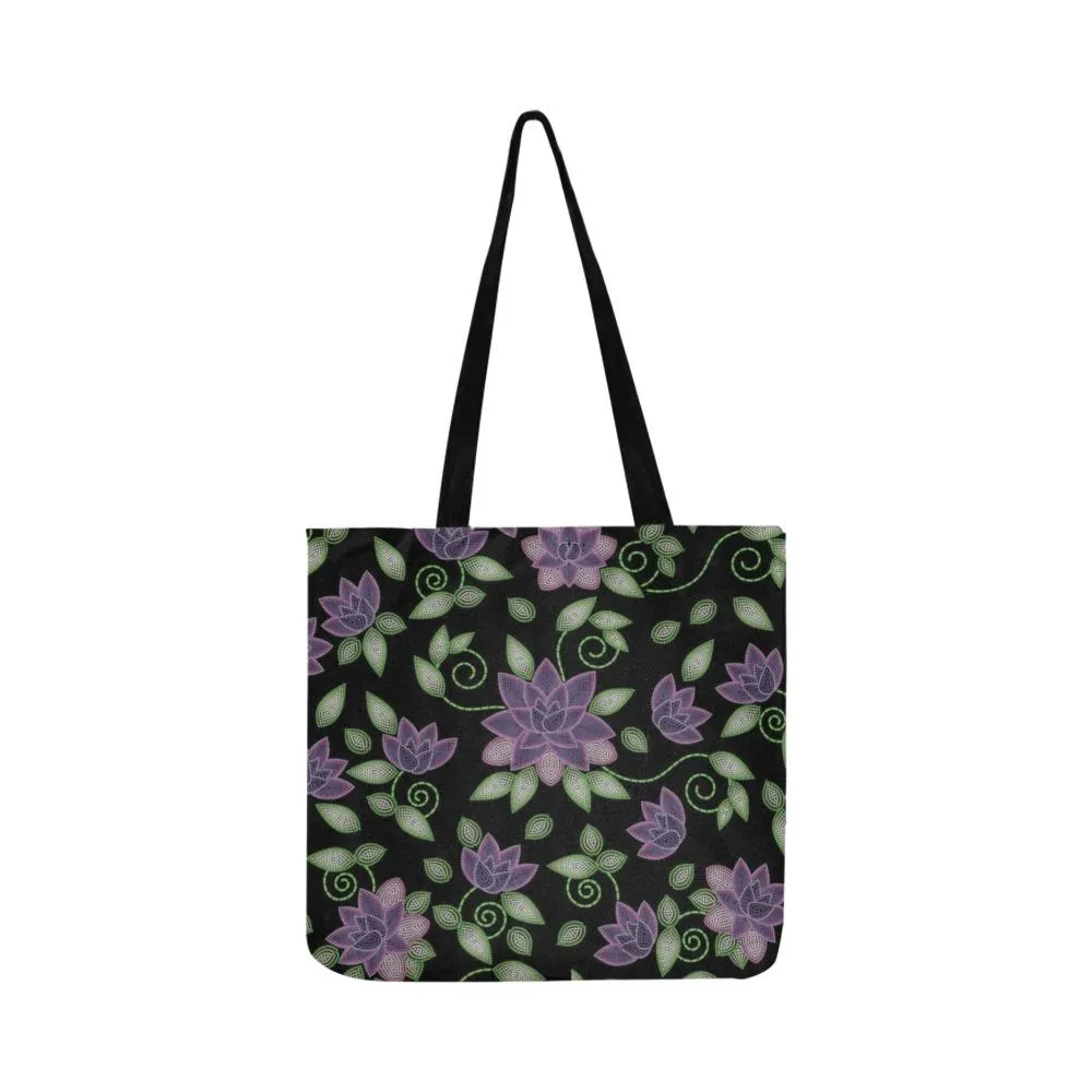 Purple Beaded Rose Reusable Shopping Bag (Two sides)