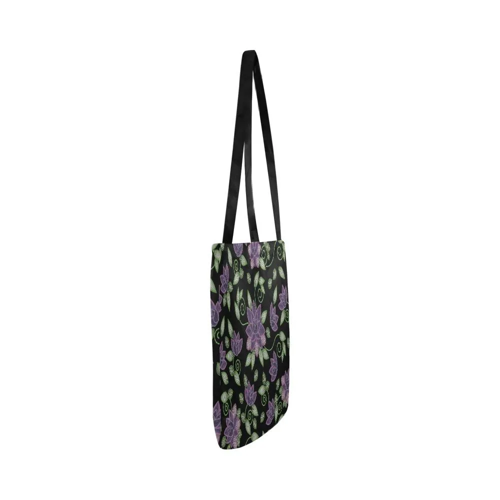 Purple Beaded Rose Reusable Shopping Bag (Two sides)