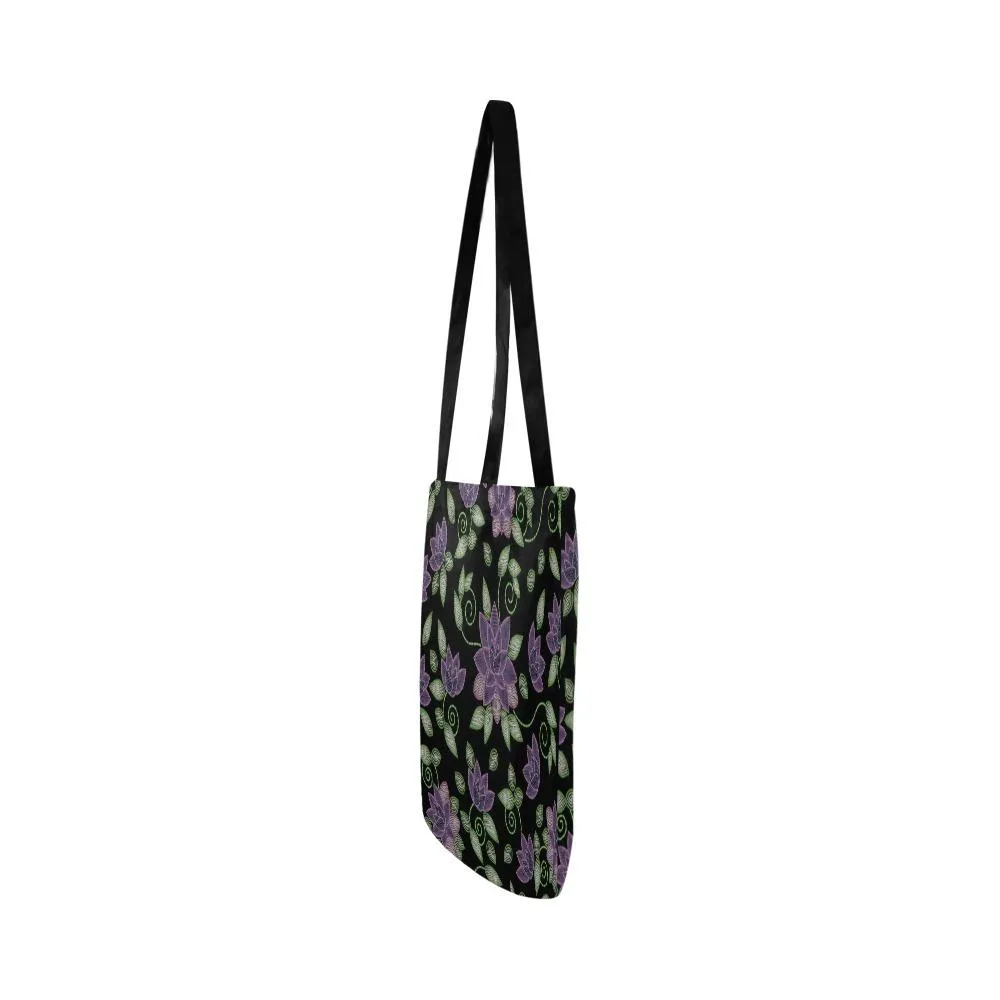 Purple Beaded Rose Reusable Shopping Bag (Two sides)