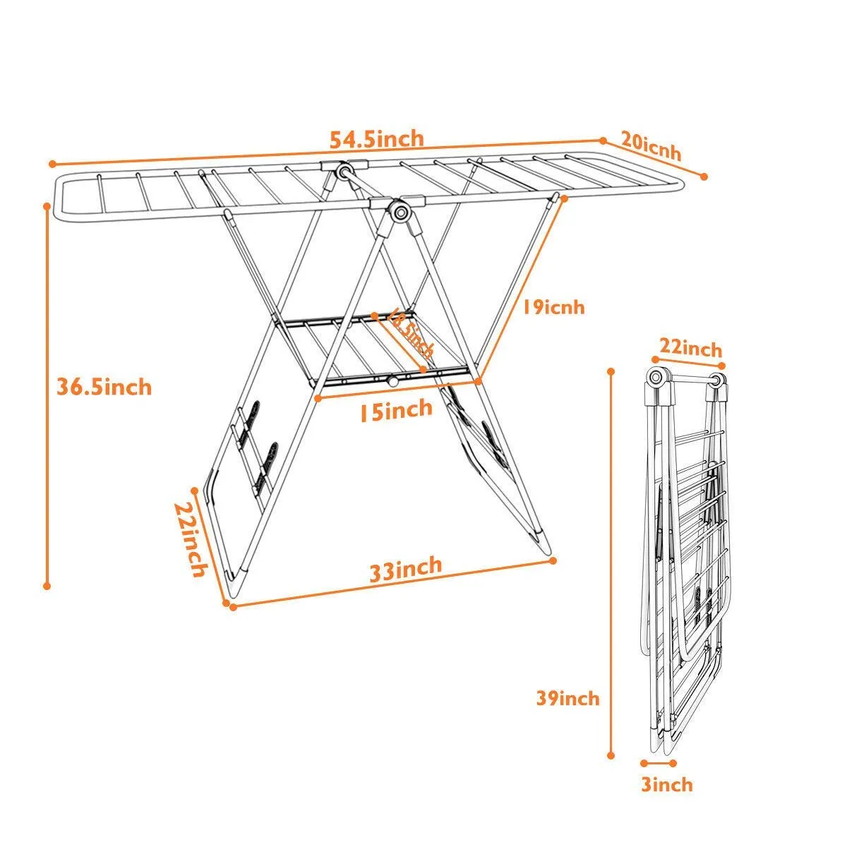 Tangkula Clothes Drying Rack, Collapsible Laundry Rack with Hanging Rods