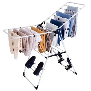 Tangkula Clothes Drying Rack, Collapsible Laundry Rack with Hanging Rods