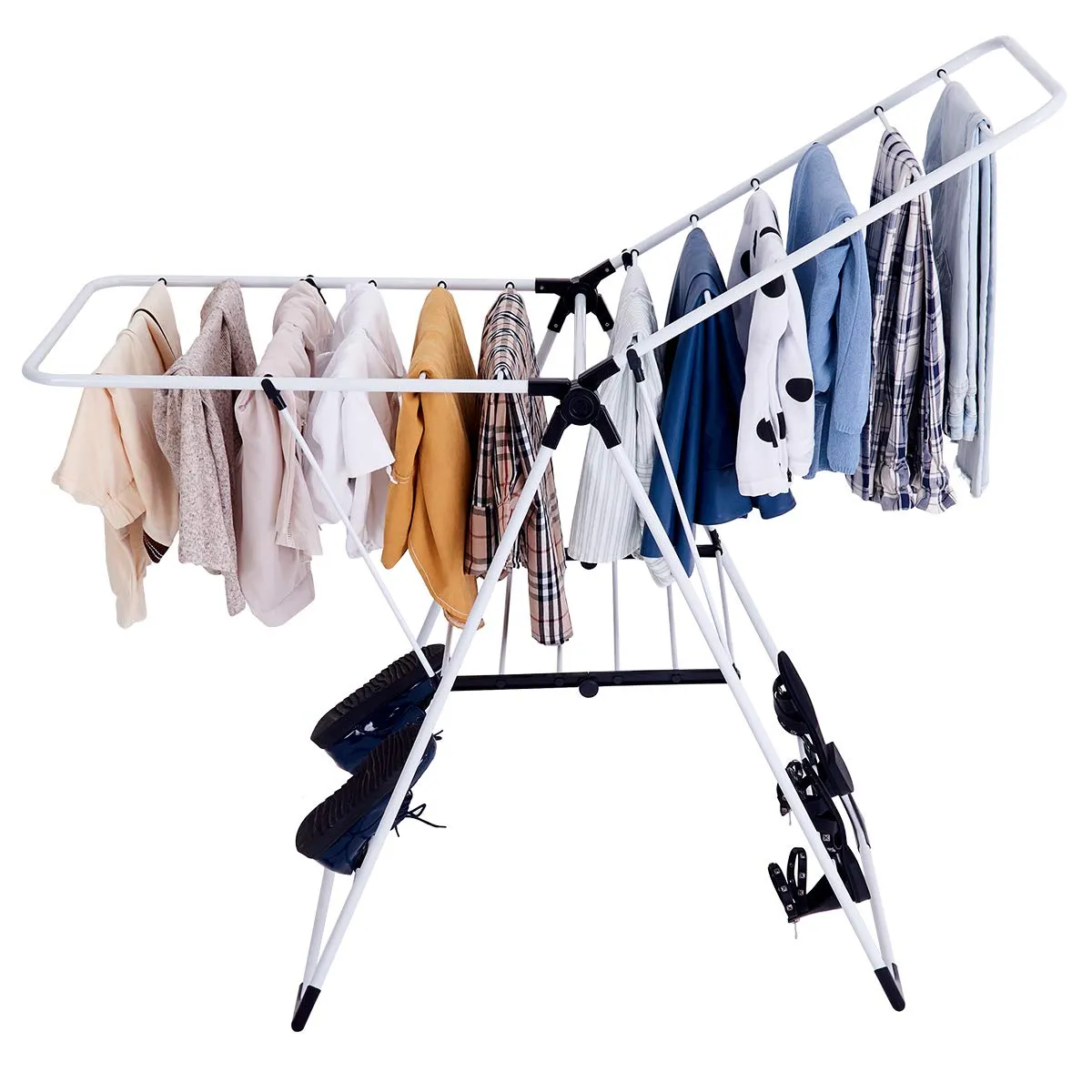 Tangkula Clothes Drying Rack, Collapsible Laundry Rack with Hanging Rods