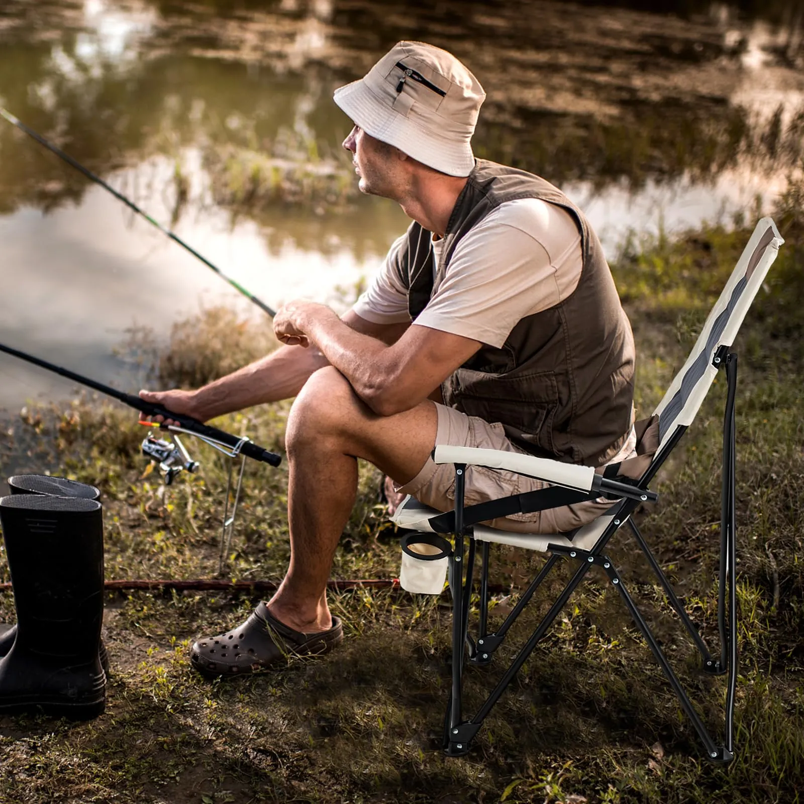 Tangkula Folding Camping Chair, Portable Lightweight Camp Chair