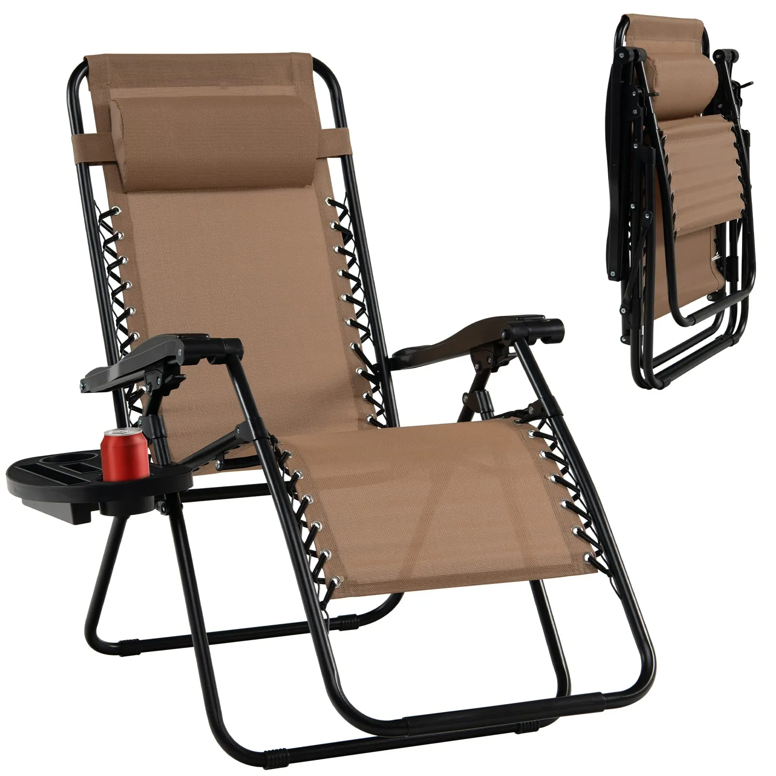 Tangkula Zero Gravity Chair, Folding Patio Lounge Chair Adjustable Outdoor Recliner