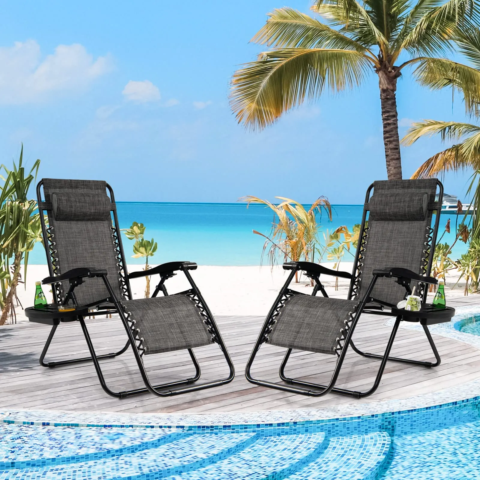 Tangkula Zero Gravity Chair, Folding Patio Lounge Chair Adjustable Outdoor Recliner