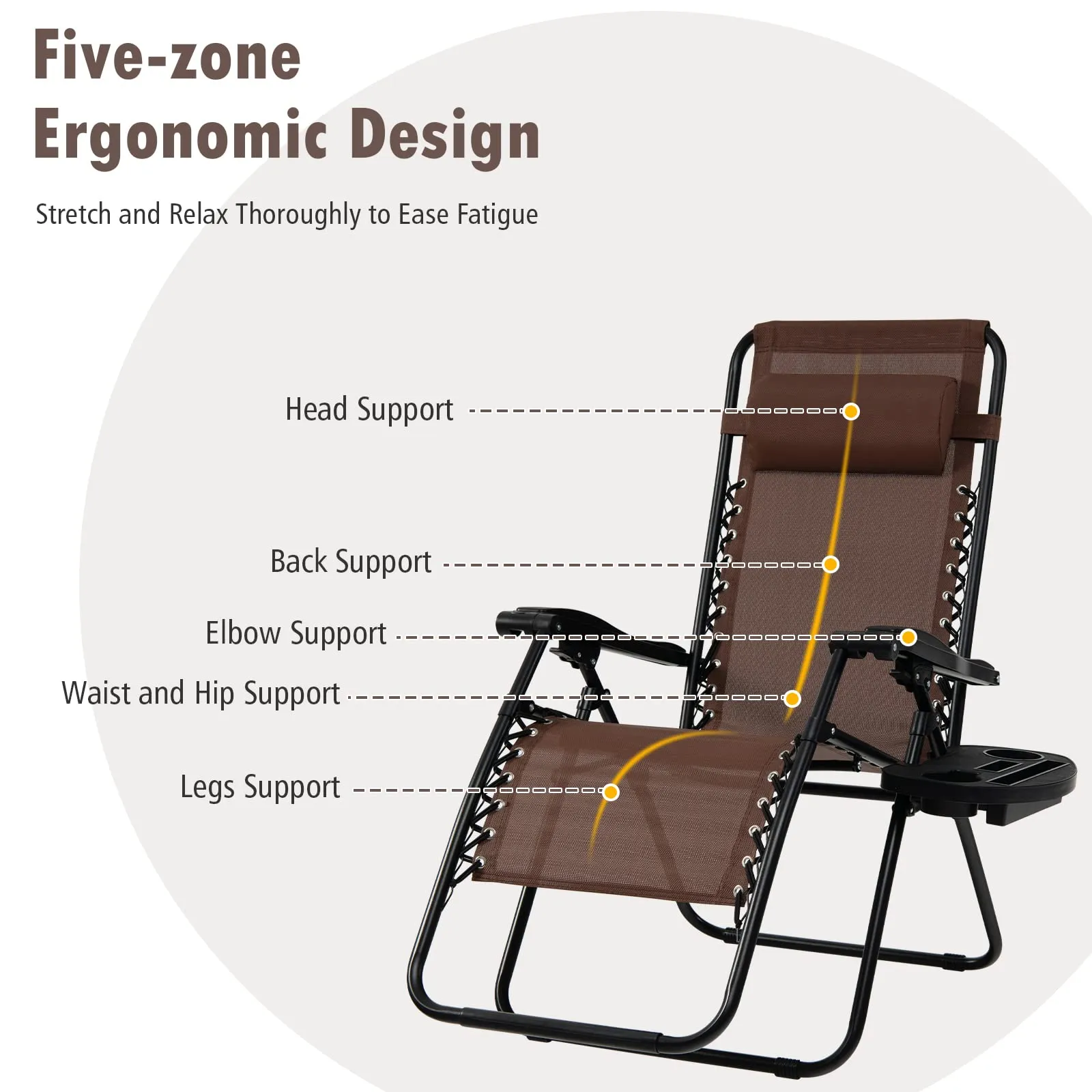 Tangkula Zero Gravity Chair, Folding Patio Lounge Chair Adjustable Outdoor Recliner