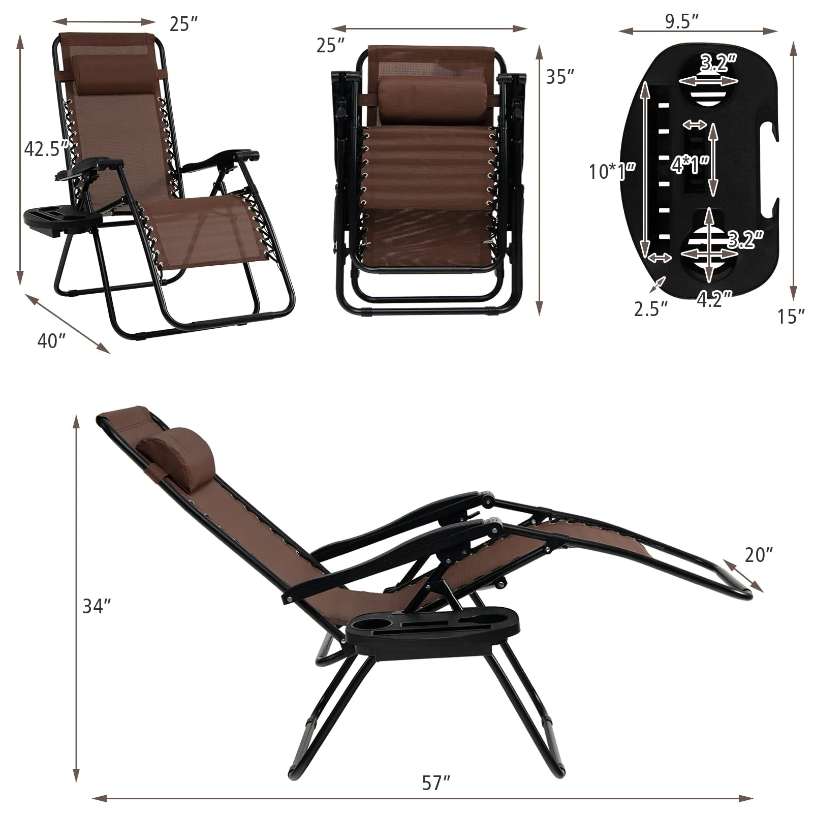 Tangkula Zero Gravity Chair, Folding Patio Lounge Chair Adjustable Outdoor Recliner