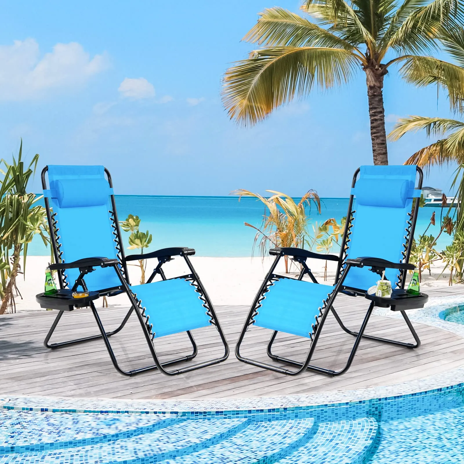 Tangkula Zero Gravity Chair, Folding Patio Lounge Chair Adjustable Outdoor Recliner