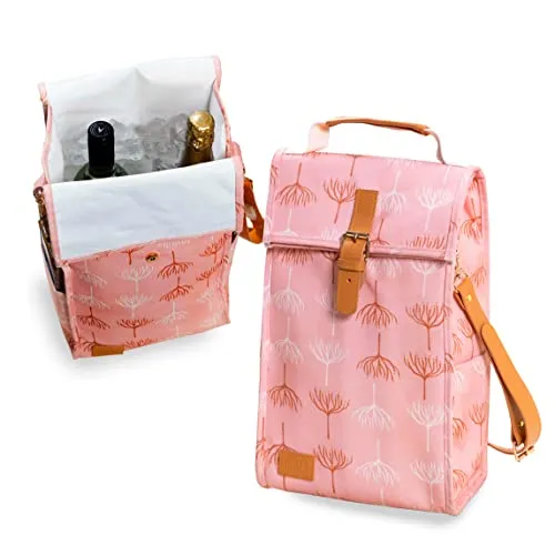 Wine Tote Bag and backpack for 2 Bottles Leakproof & Insulated (Printed)