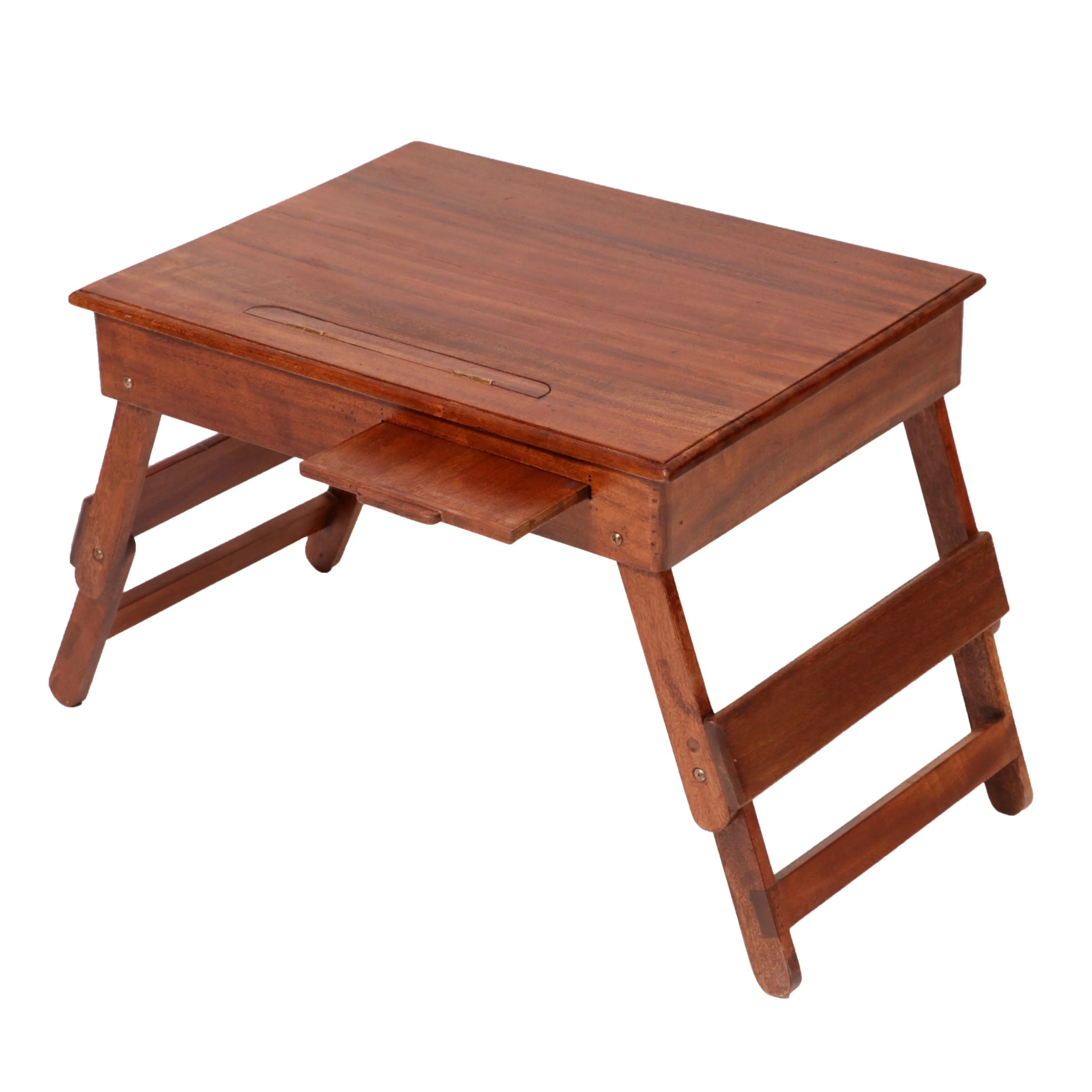 Wooden Lapdesk with Multi level leg folding with tray & Tilt Top