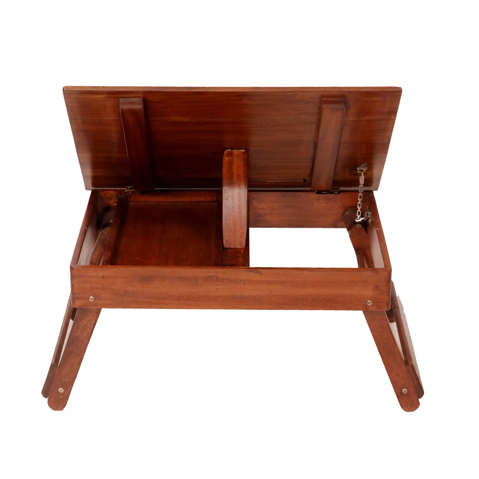 Wooden Lapdesk with Multi level leg folding with tray & Tilt Top