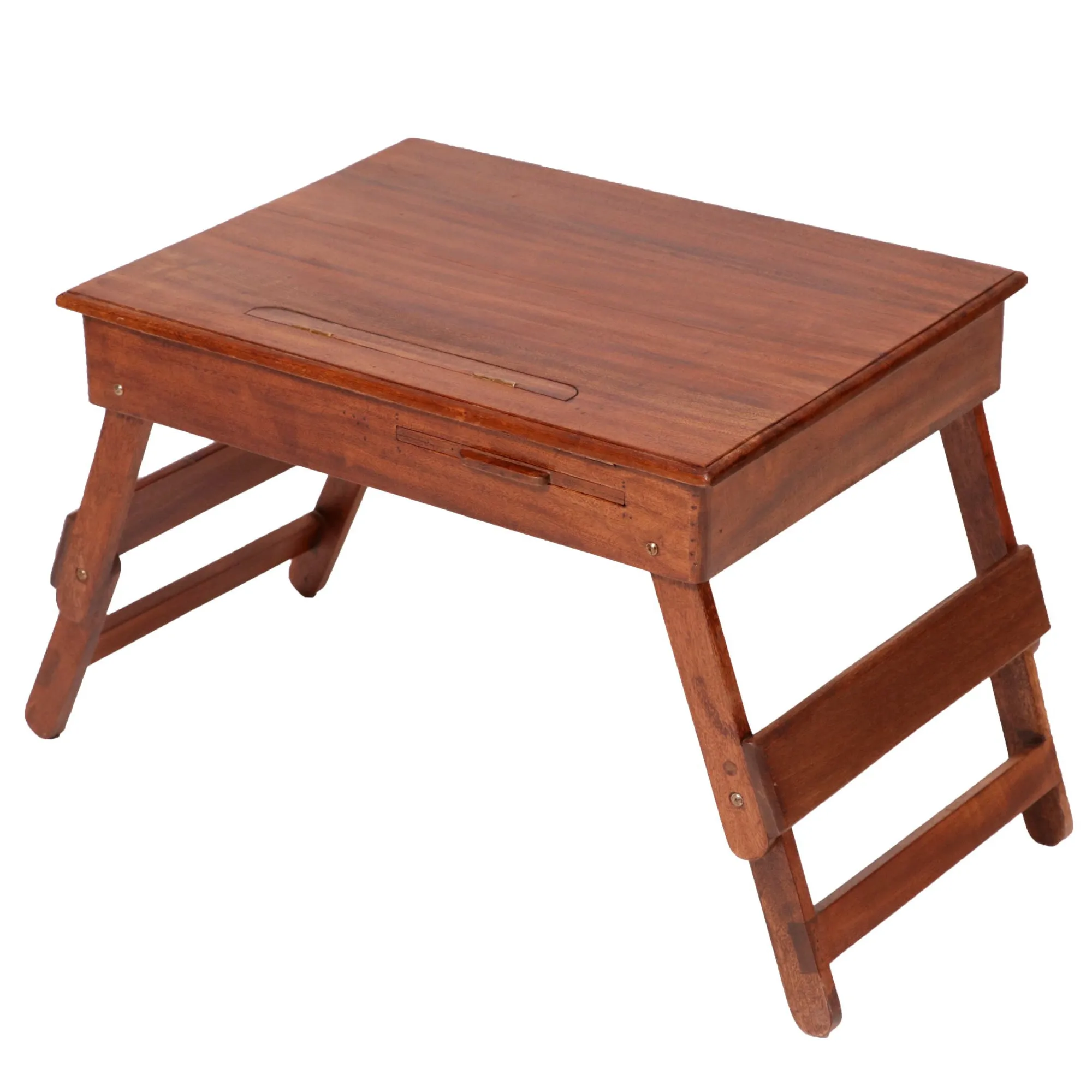 Wooden Lapdesk with Multi level leg folding with tray & Tilt Top