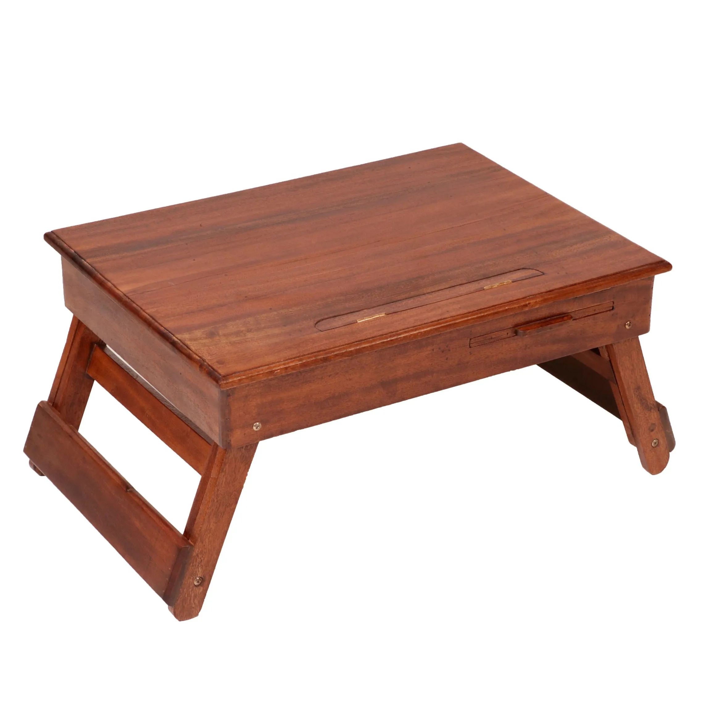 Wooden Lapdesk with Multi level leg folding with tray & Tilt Top